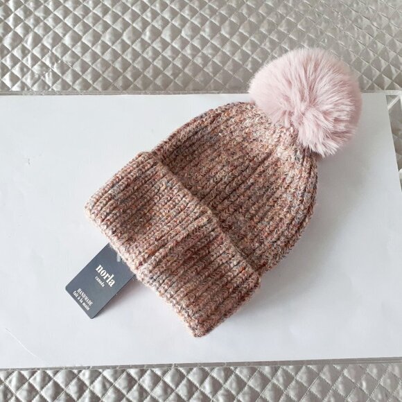 NWT Norla multicolour faux fur pom pom beanie - Picture 2 of 3
